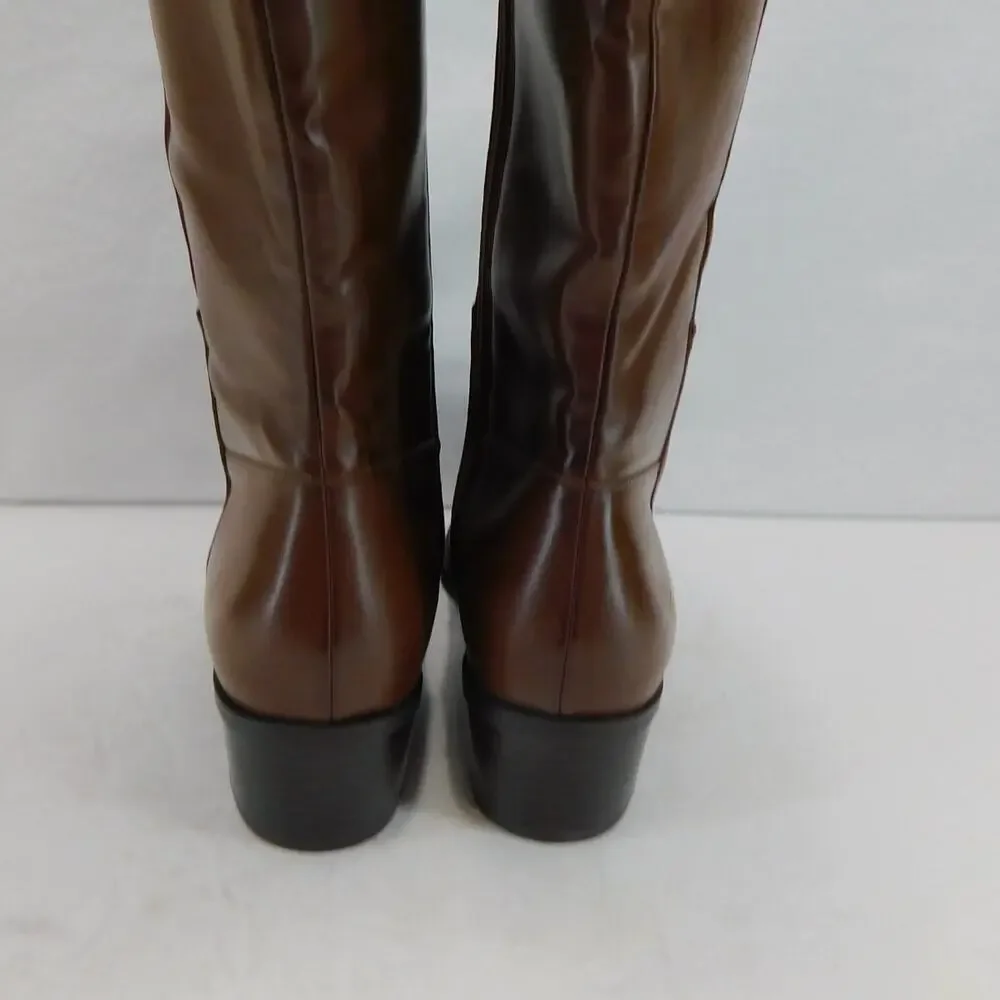 Rockport Evalyn Brown Tall Boot Saddle Block Heel Women's Size 7.5 - New - Picture 10 of 16